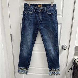 Driftwood Jeans Chloe Crop‎ Size 27 Mid Rise Embroidered